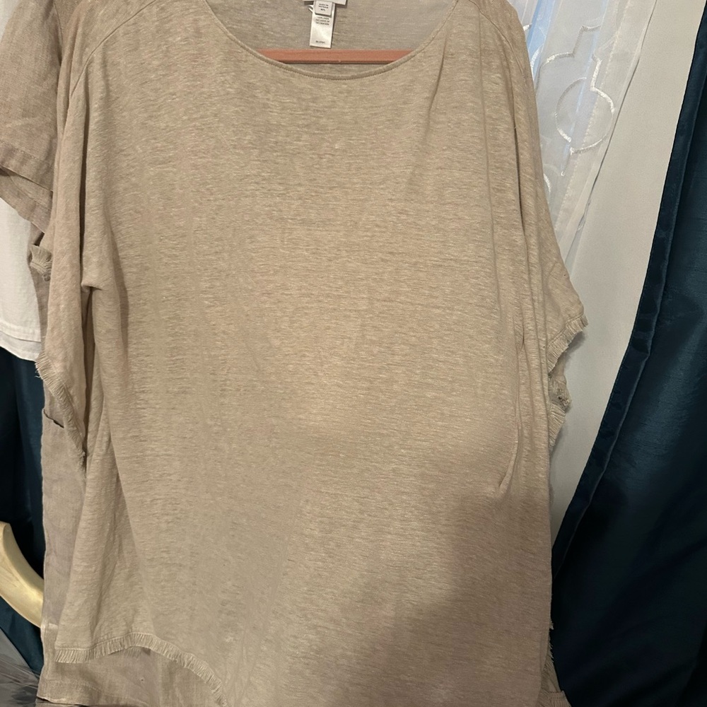 J. Jill Soft Beige Linen Blouse